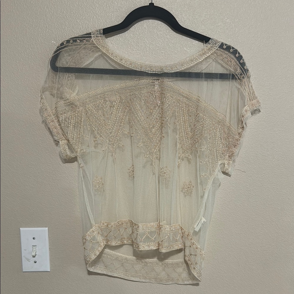 Free People Sheer Embroidered Top